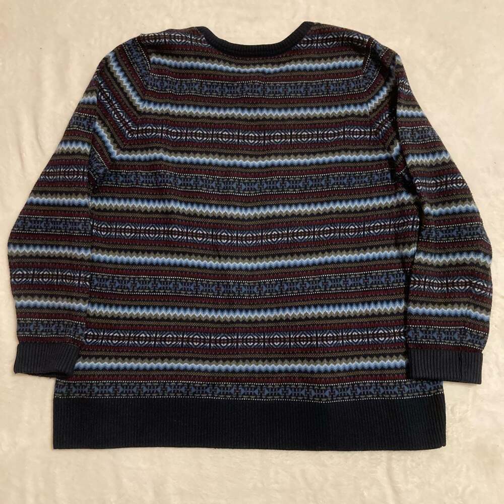 L.L. Bean Men's Nordic Fair Isle Crewneck Sweater Navy Blue Size‎ M - Picture 7 of 8